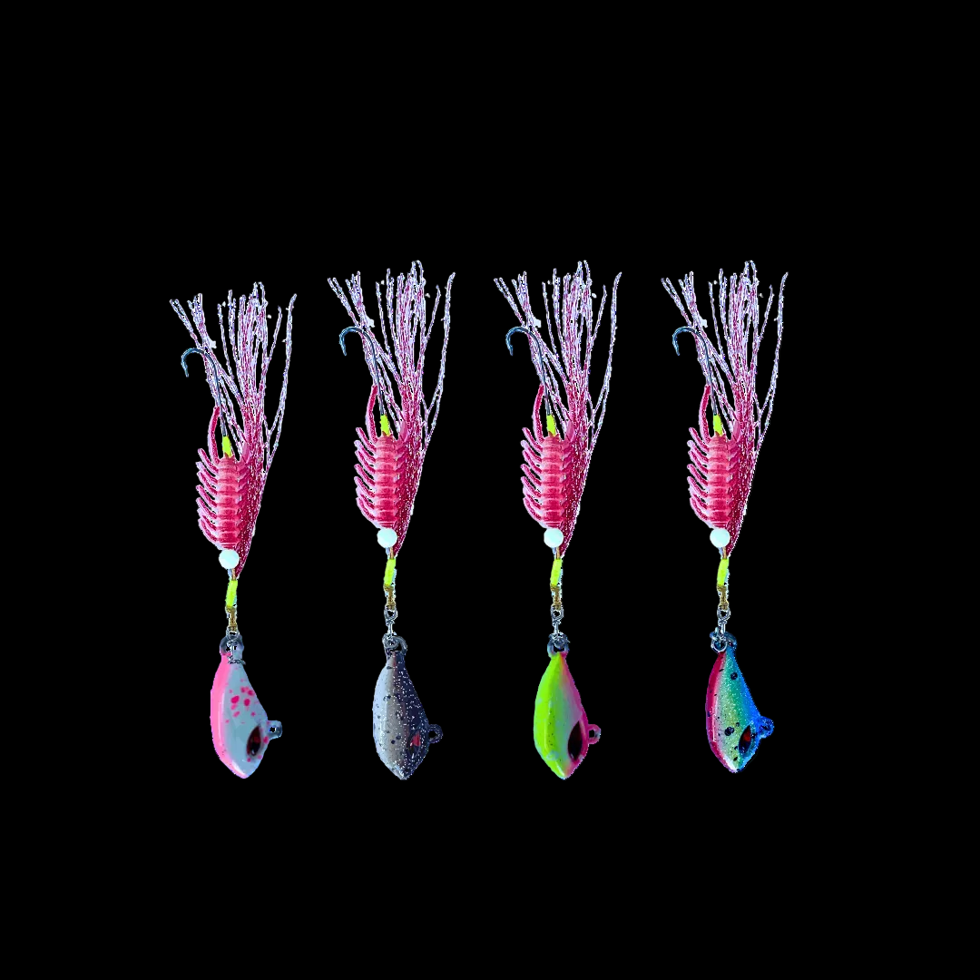 Blood Worm lure bundle of pre-rigged worm jigs for whiting and flathead