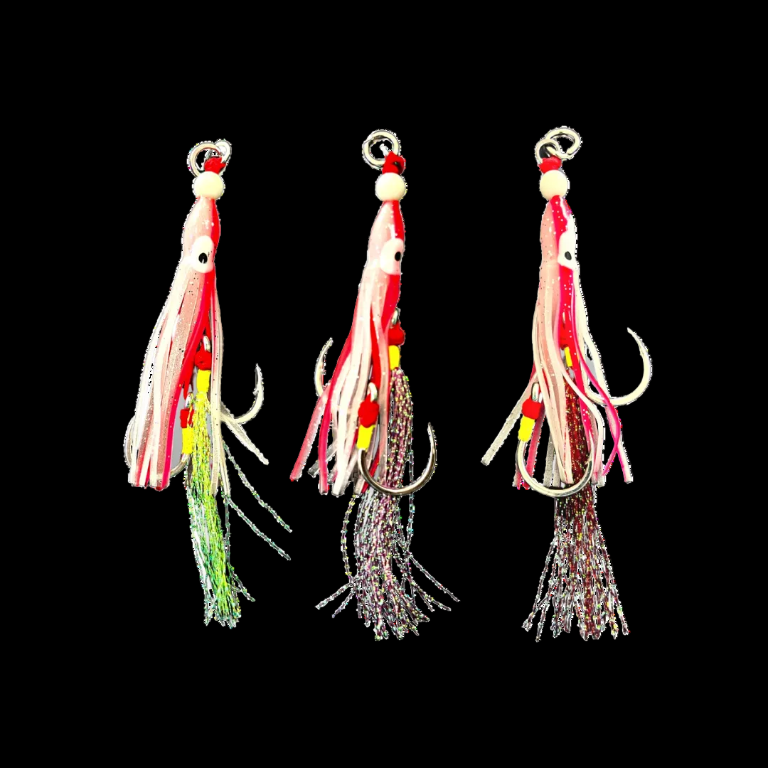 Chikara assist hooks on braided cord, ultra-strong BKK jigging hooks