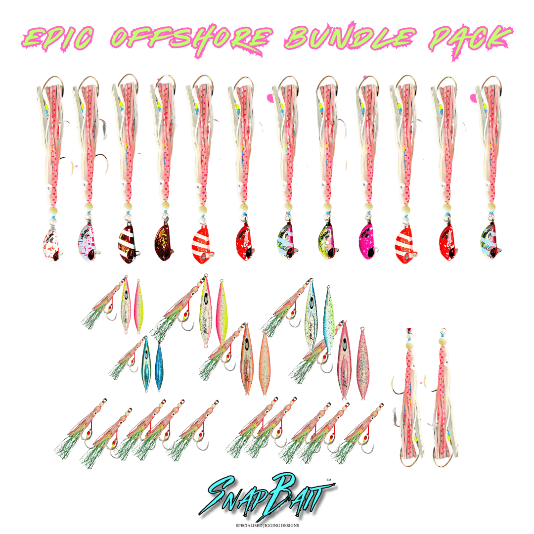 SnapBait Australia Offshore Fishing Bundle pack with assorted colourful fishing lures for offshore angling