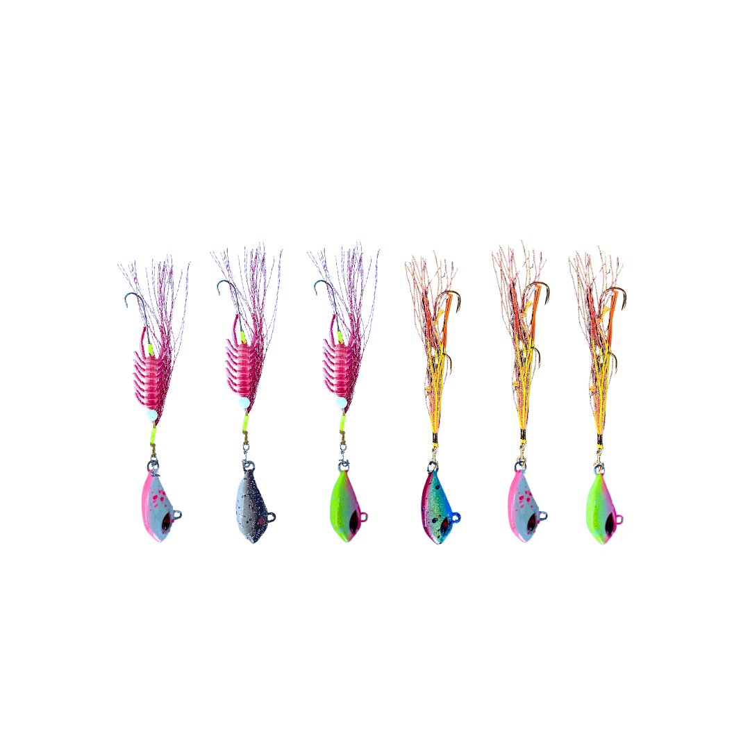 Flash & Blood Worm 6-Pack – Pre-Rigged Worm Jigs