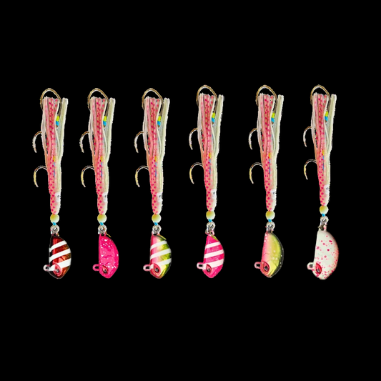 Triple Threat hybrid jig 6-pack colour range laid out