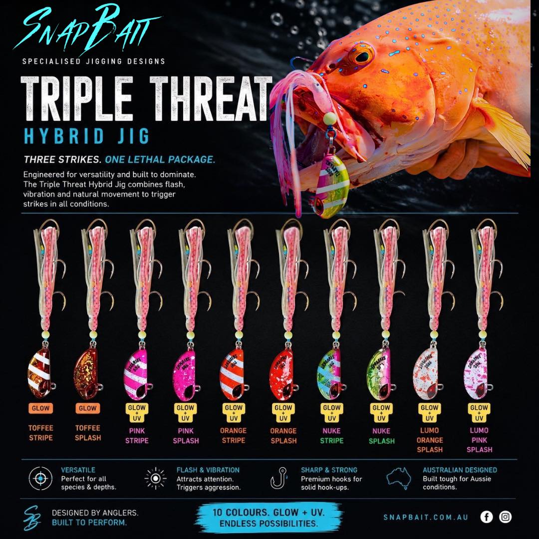 Triple Threat hybrid jig bundle packs from 110g to 205g