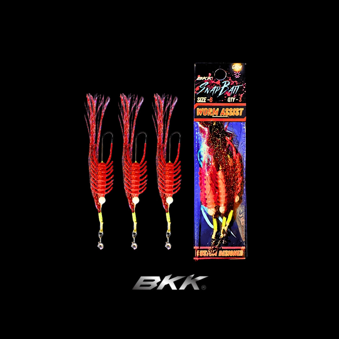 Flash & Blood Worm Assist Hooks – Whiting Rigs – Blood Worm Assist Hooks 3-Pack