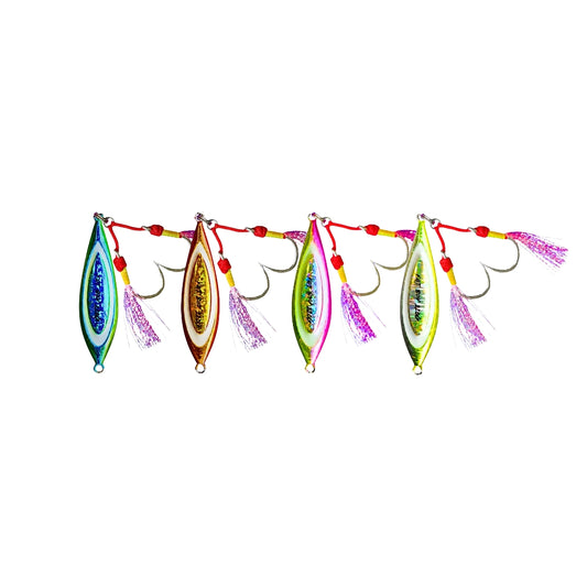 Fat Boy Flutter Jig 4-Pack – Red Emperor & Coral Trout