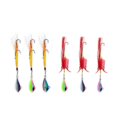 Flash & Blood Worm 6-Pack – Pre-Rigged Worm Jigs