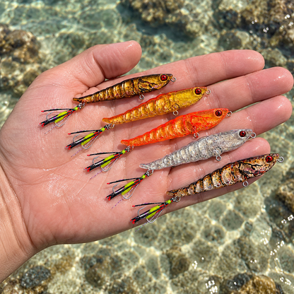 SnapBait Ting70F 5-Pack surface lure bundle – all five colours rigged on twin BKK stinger assists