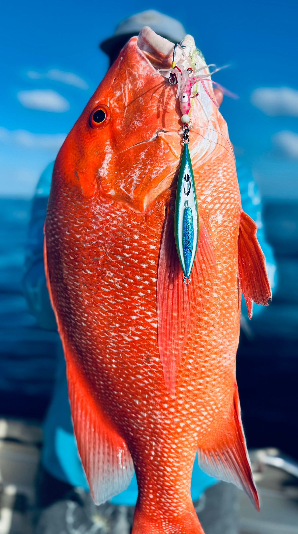Red emperor caught on a jig rigged with SnapBait Chikara BKK assist hooks