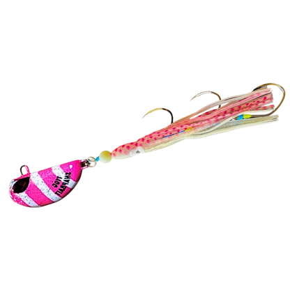 SnapBait Australia Hybrid Jigs pink and white fishing lure with hooks and soft tentacles