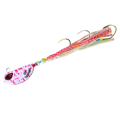 SnapBait Australia pink and white fishing lure with hooks and soft tentacles Hybrid Jigs