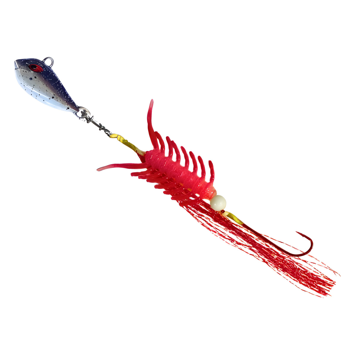 Blood Worm Hybrid Jig in Brown, rigged on BKK assist hooks