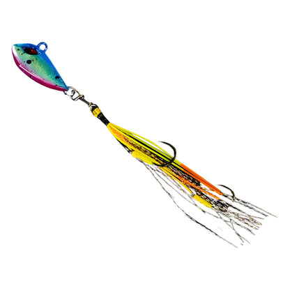 Flash Worm Hybrid Jig in Blue, rigged on BKK assist hooks