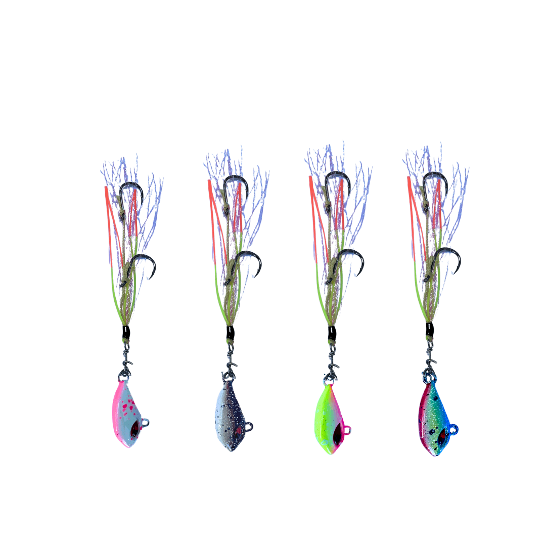 SnapBait Australia flash worm hybrid jigs in assorted bright colors for versatile fishing bait and lure