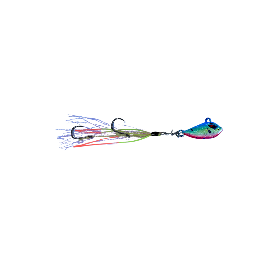 Flash Worm hybrid jig close-up in blue and pink colour