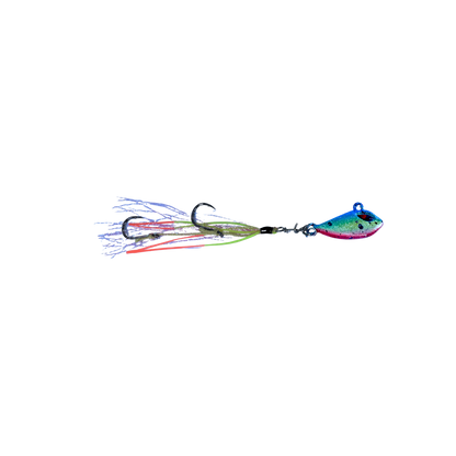 Flash Worm hybrid jig close-up in blue and pink colour