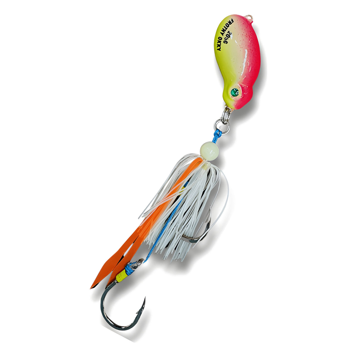Frothy Okky Hybrid Jig in Nuke It, rigged with skirt and BKK assist hooks