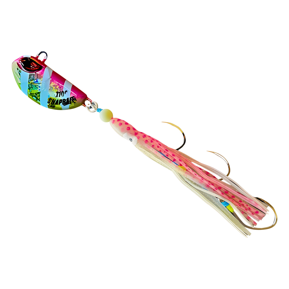 Triple Threat Hybrid Jig in Nuke Stripe, rigged on BKK assist hooks