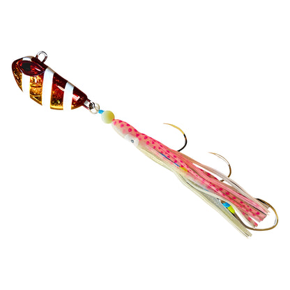 Triple Threat Hybrid Jig in Toffy Stripe, rigged on BKK assist hooks