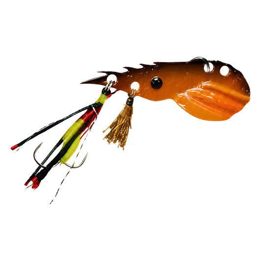 ZeroFG Prawn Vibe in Dark Brown, rigged ready with assist hooks and flash