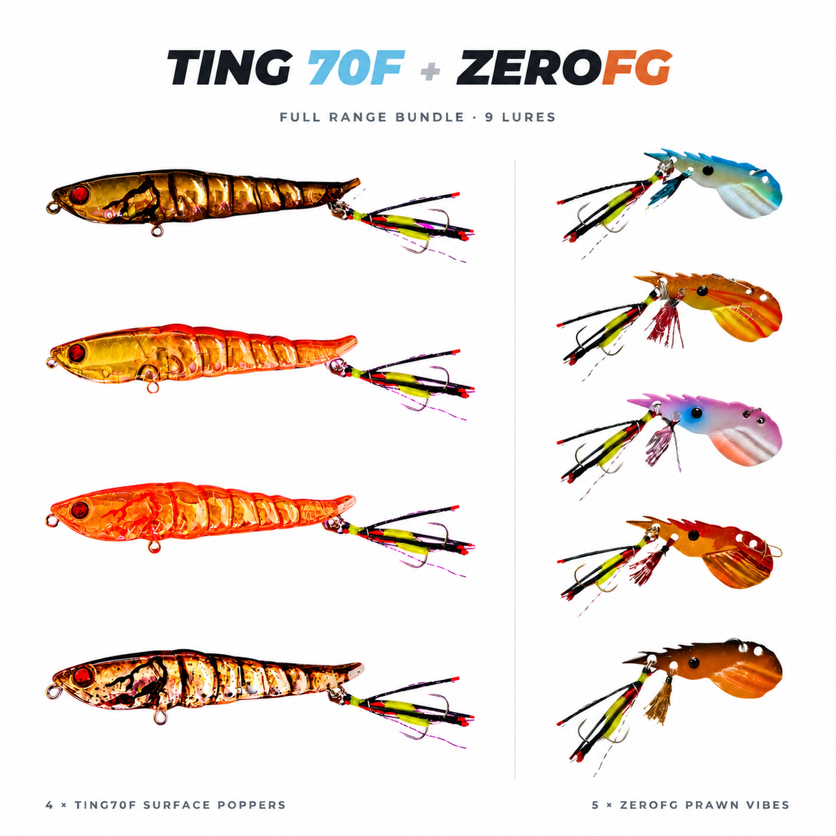 Ting70F + ZeroFG Full Range Bundle – 9 Lures
